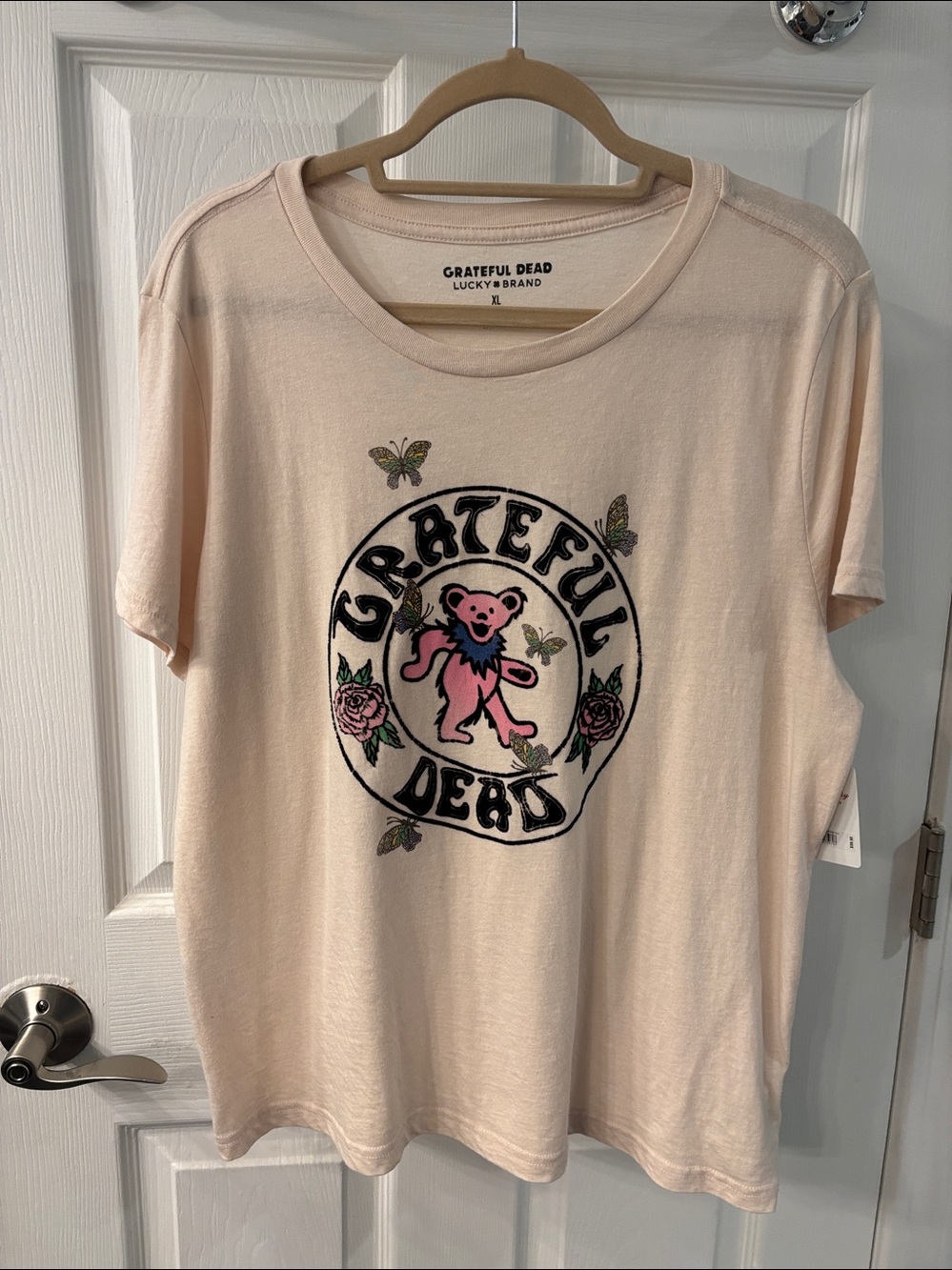 Lucky Brand Grateful Dead Butterflies Classic Crew in Peach Dust, XL, NWT - Picture 4 of 9